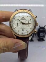 Copy Swiss Omega Speedmaster Chronograph Watch Rose Gold Leather Strap
